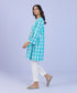Women's Pret Yarn Dyed Embroidered Blue A-Line Shirt